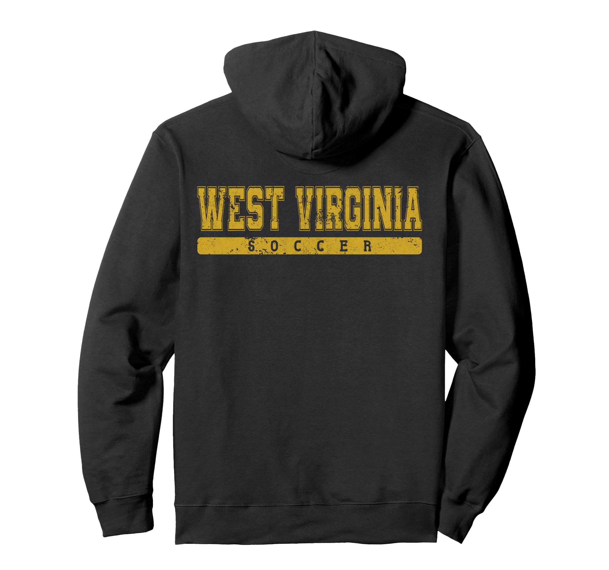 West Virginia Soccer Yellow Text Hoodie - Trendy Graphic Men Women