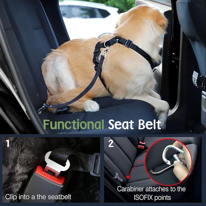 Dog Seat Belt, Safety Vest Dog Car Harness with Adjustable Buckle Dog Seat Belt for Vehicle Nylon Pet Safety Seat Belts Heavy Duty(XL, Pink)