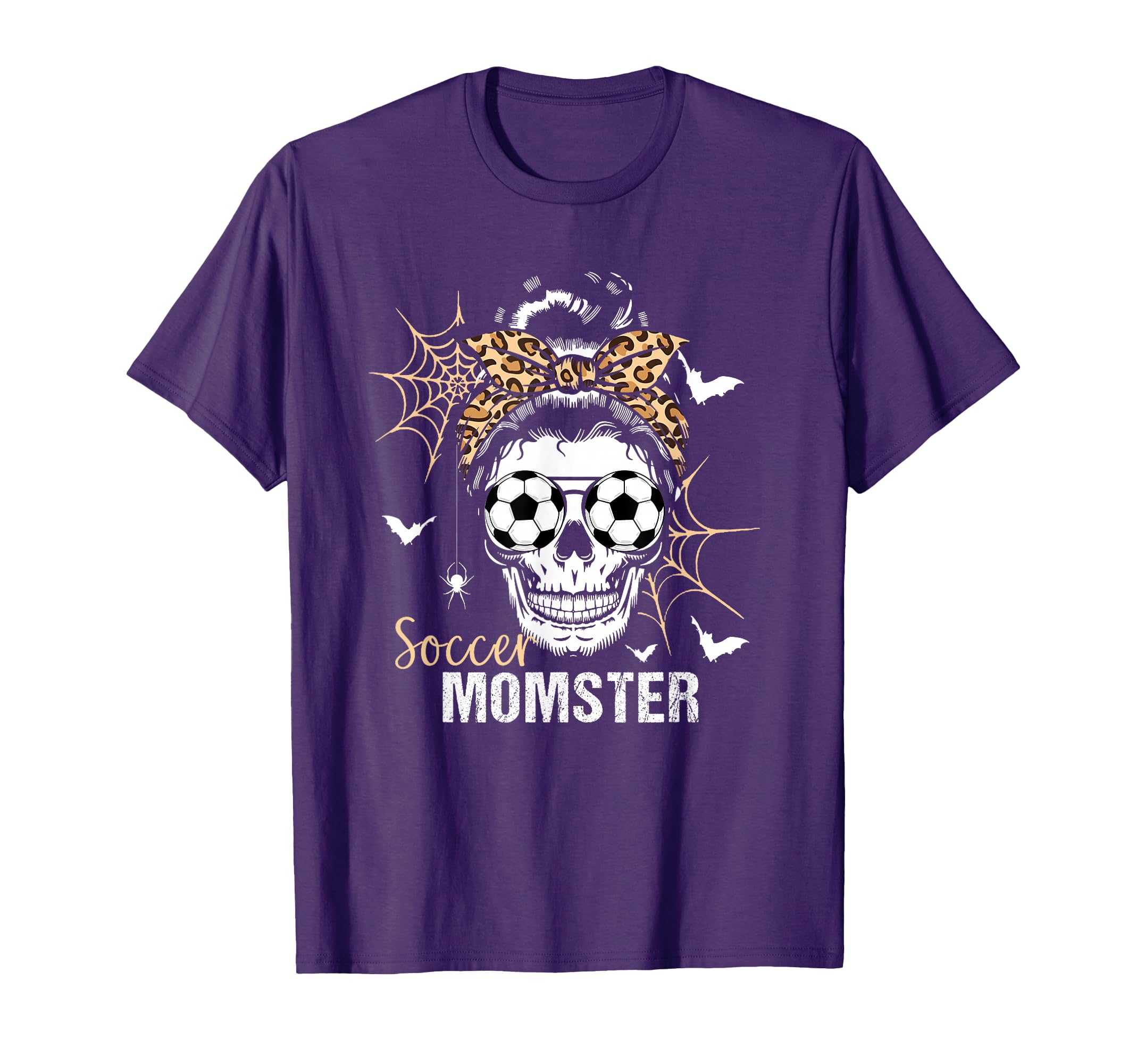 Momster Soccer Mom Messy Bun Skull Halloween T-Shirt - Graphic Print Unisex