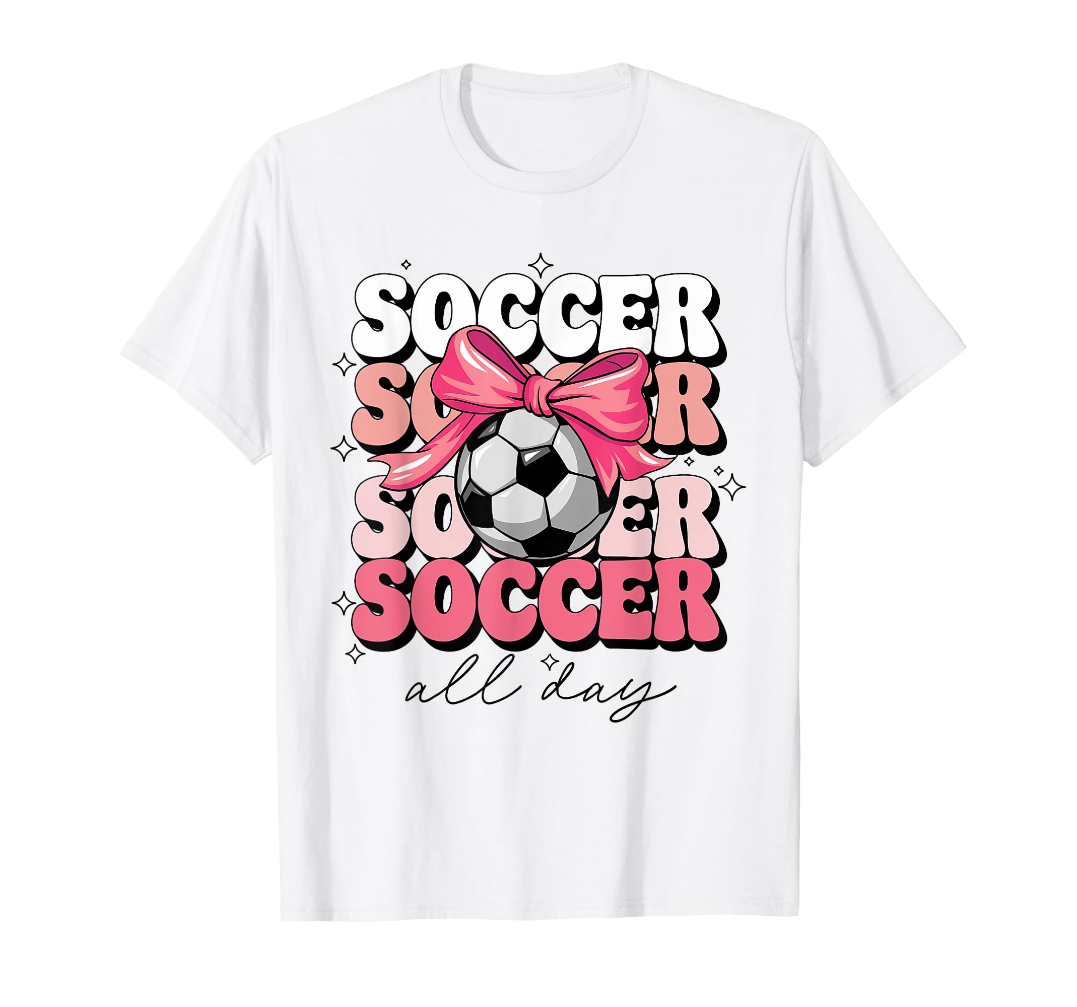 Groovy Soccer Coquette Bow Soccer All Day T-Shirt - Streetwear Style Unisex