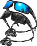 Polarized Sports Sunglasses for Men 100% UV Protection Wrap Around Unbreakable Sun Glasses for Fishing Driving