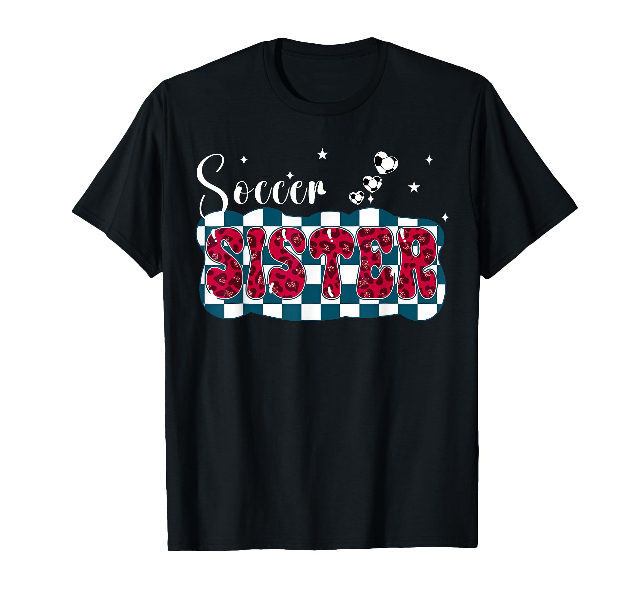 Soccer Sister Leopard Checkerboard T-Shirt - Novelty Apparel Men Women