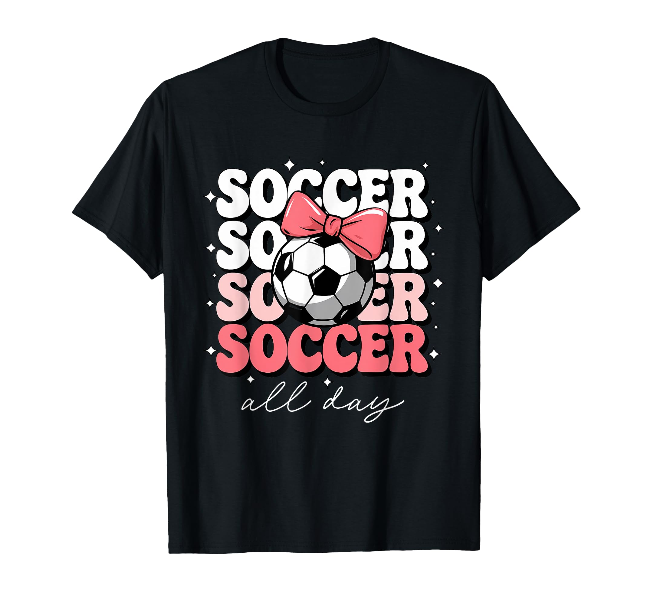 Groovy Soccer Coquette Bow Soccer All Day T-Shirt - Minimalist Print Unisex