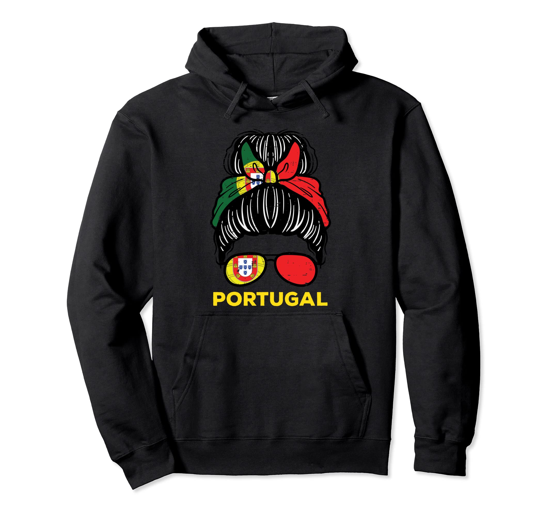Portugal Flag Hairbun Football Soccer Hoodie - Minimalist Print Men Women