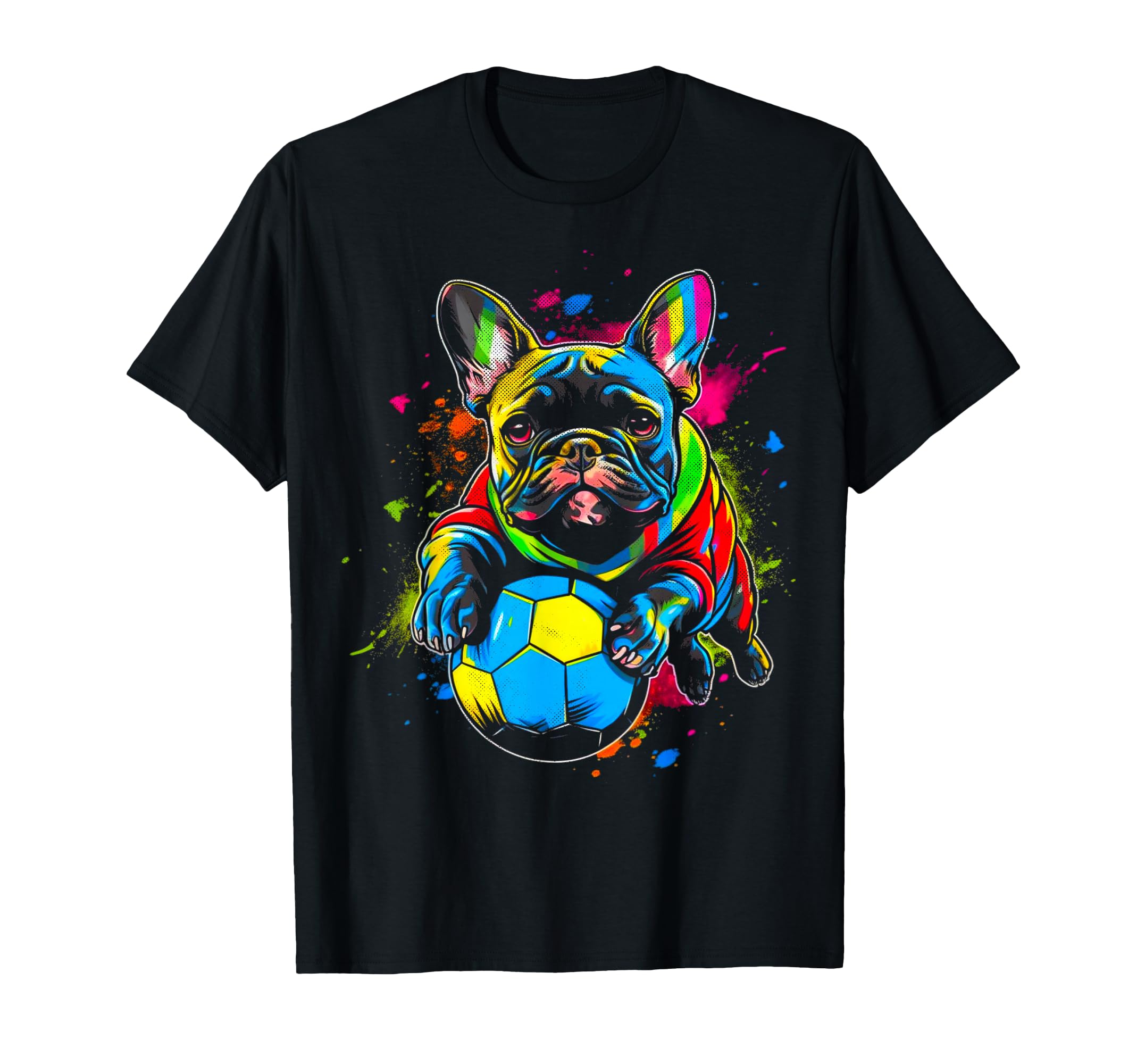 Dog Playing Soccer Black T-Shirt - Aesthetic Graphic Unisex