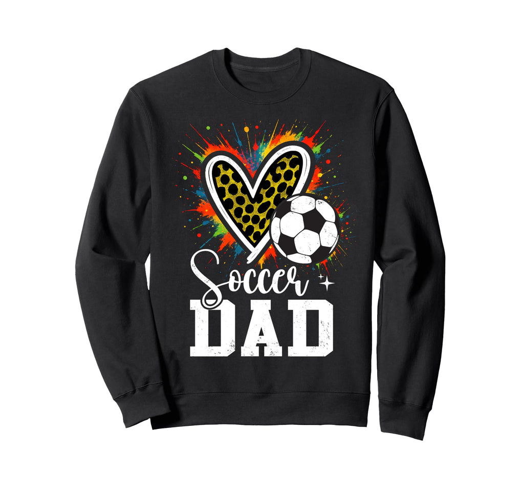 Soccer Dad Leopard Heart Colorful Sweatshirt - Fun Novelty Design Unisex