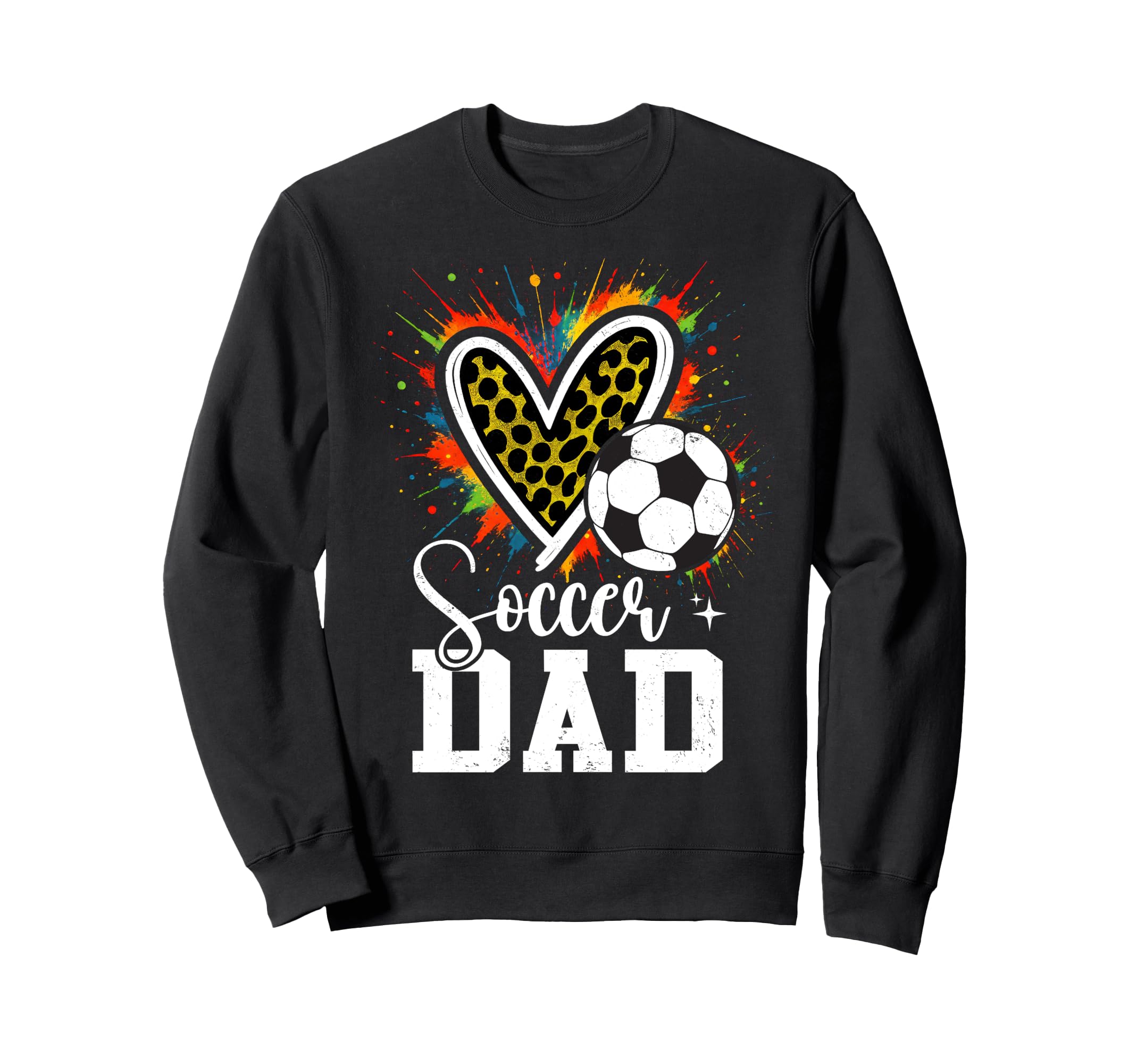 Soccer Dad Leopard Heart Colorful Sweatshirt - Fun Novelty Design Unisex