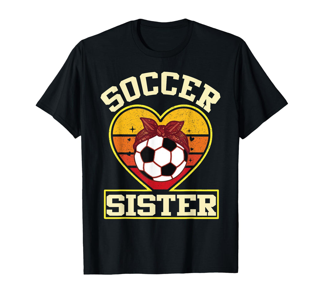 Soccer Sister Sunset Heart Bow T-Shirt - Casual Everyday Wear Men Women