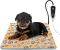 Cat Heating Pad，18×18 In Dog Heated Bed Smart Temperature Control Switch, Metal Protective Pipe Waterproof PVC Cat Beds For Indoor Cats With a Plush Cotton Cover，Heat Lamp For Puppies - Apricot