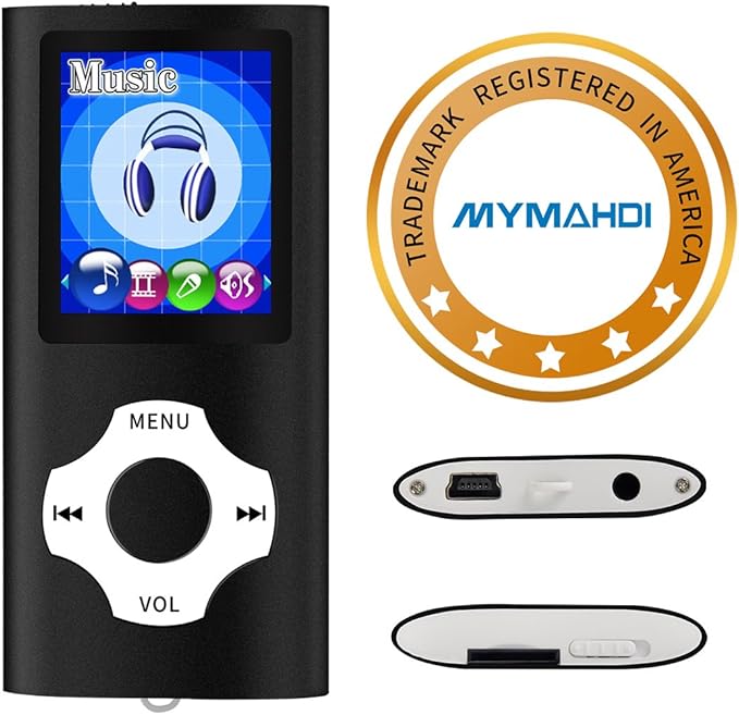 MYMAHDI Support TF Cards Slim 1.8" LCD Mp3 Mp4 Player Media/Music/Audio Player with Accessories Black
