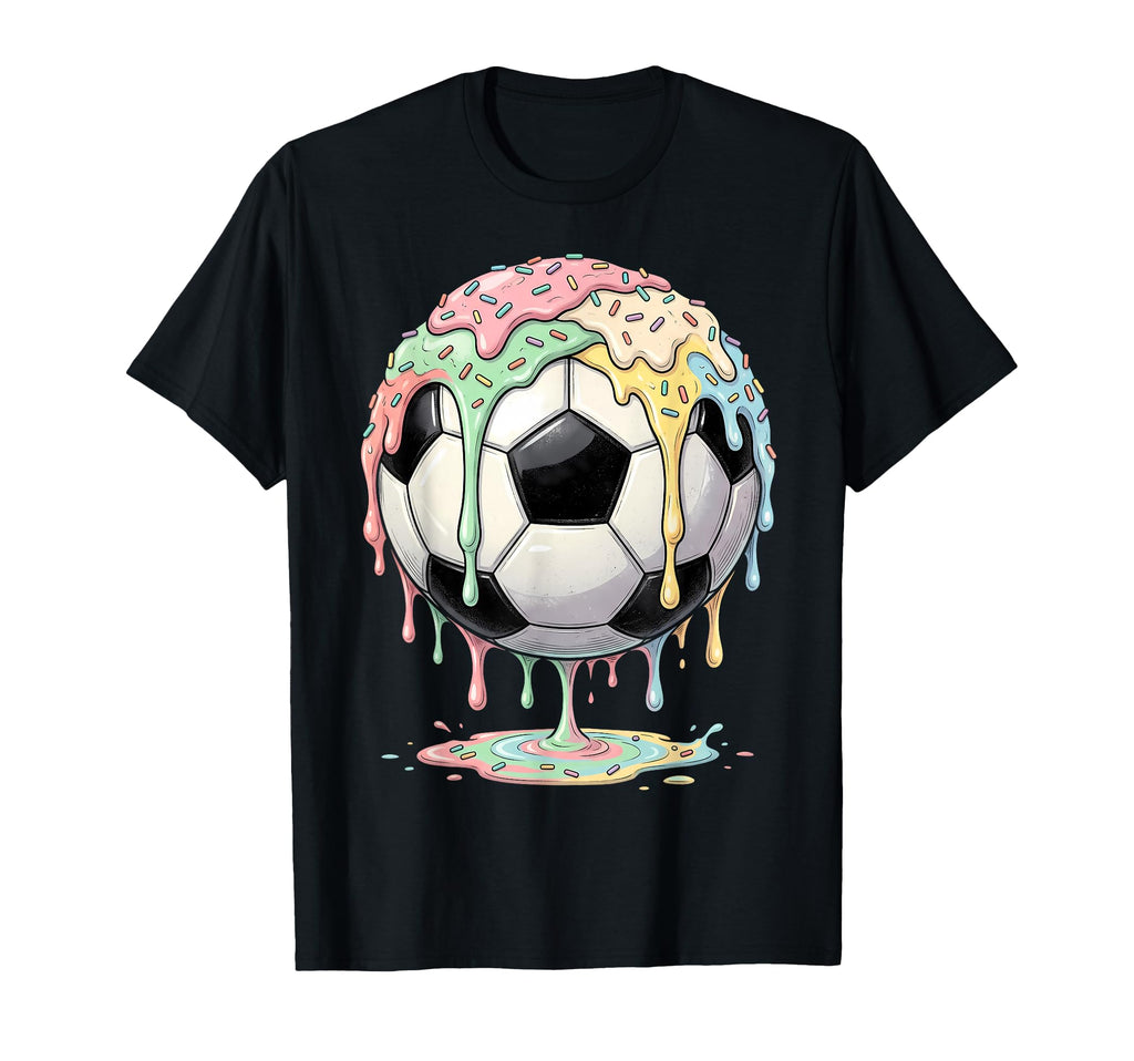 Ice Cream Drip Soccer Ball Soccer T-Shirt - Graphic Print for Adults