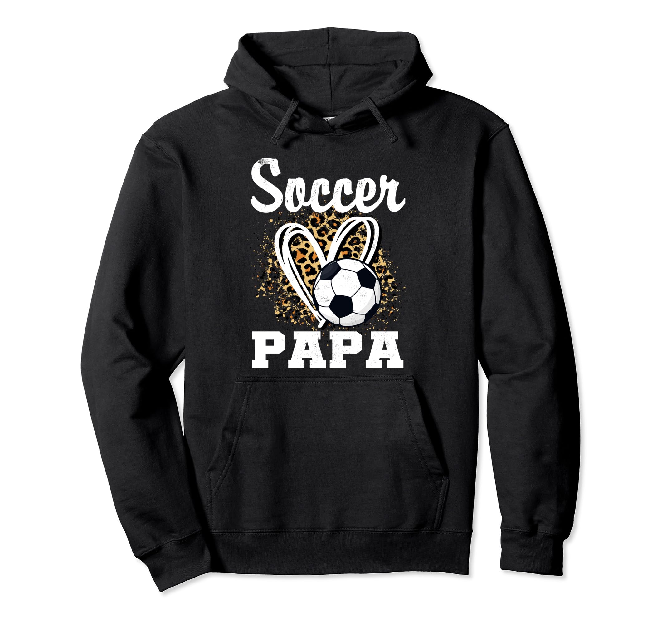 Soccer Papa Leopard Heart Matching Hoodie - Aesthetic Graphic for Adults