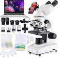 Compound Microscope，40X-2500X Research Class Professional Microscope，WF10x and WF25x eyepieces, Dual LED Lighting and Two-Layer Mechanical Stage，Microscope for Adults…