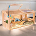 Wooden Hamster Cages and Habitats, 40"x20"x20" Guinea Pig Cage, Small Animal Cage for Dwarf Syrian Hamsters Degus Mice & Other Small Pets. Big Hamster Habitat with 2 Adjustable skylights.