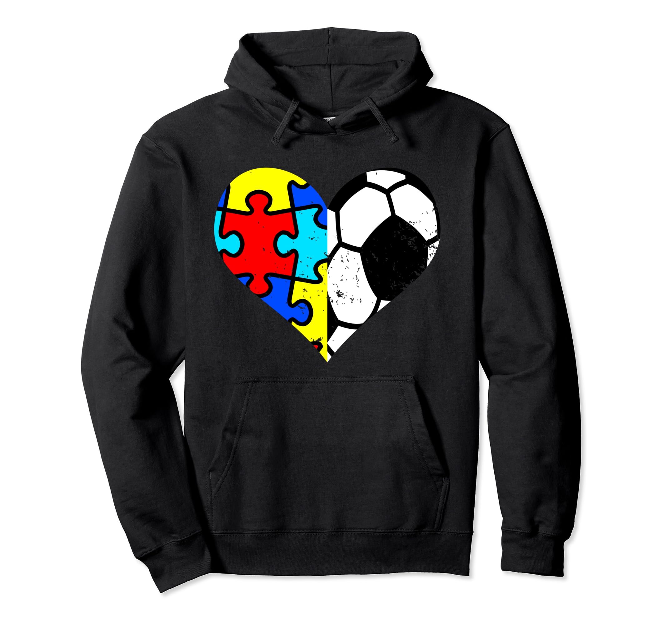 Autism Soccer Heart Funny Autism Hoodie - Minimalist Print for Adults