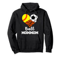 Ball Mommom Heart Funny Softball Hoodie - Casual Everyday Wear for Adults