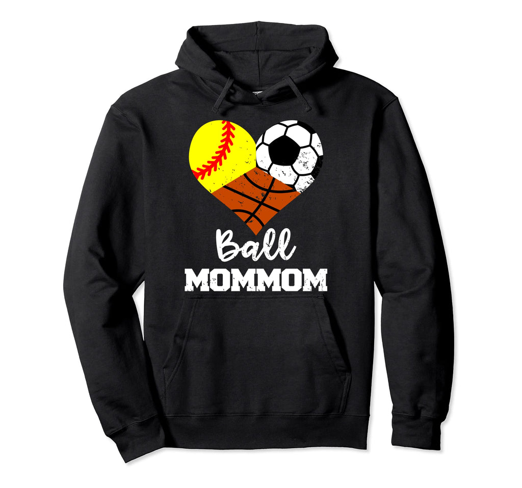 Ball Mommom Heart Funny Softball Soccer Hoodie - Custom Art Print Unisex