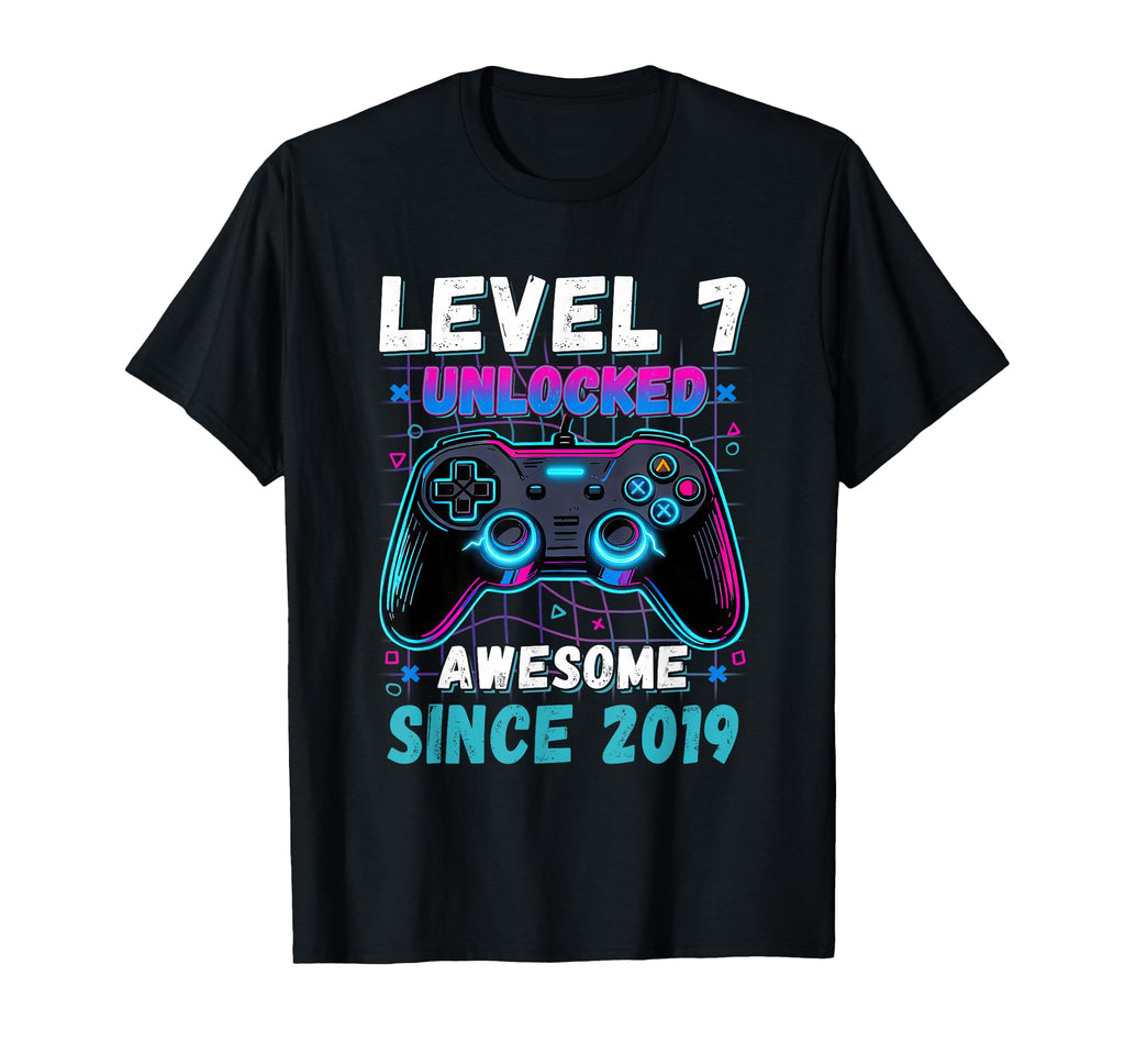 Level 7 Unlocked Awesome Since 2019 T-Shirt - Graphic Print for Adults
