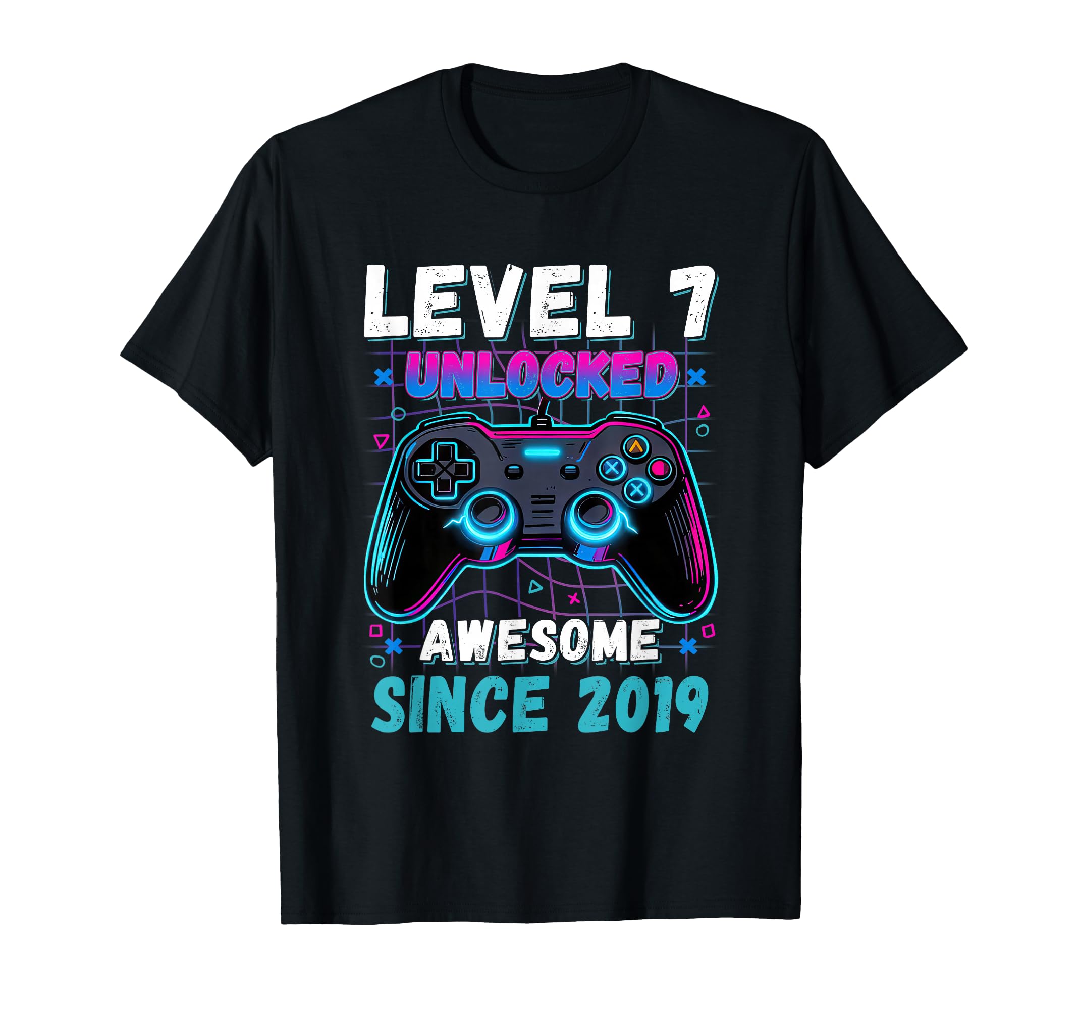 Level 7 Unlocked Awesome Since 2019 T-Shirt - Graphic Print for Adults