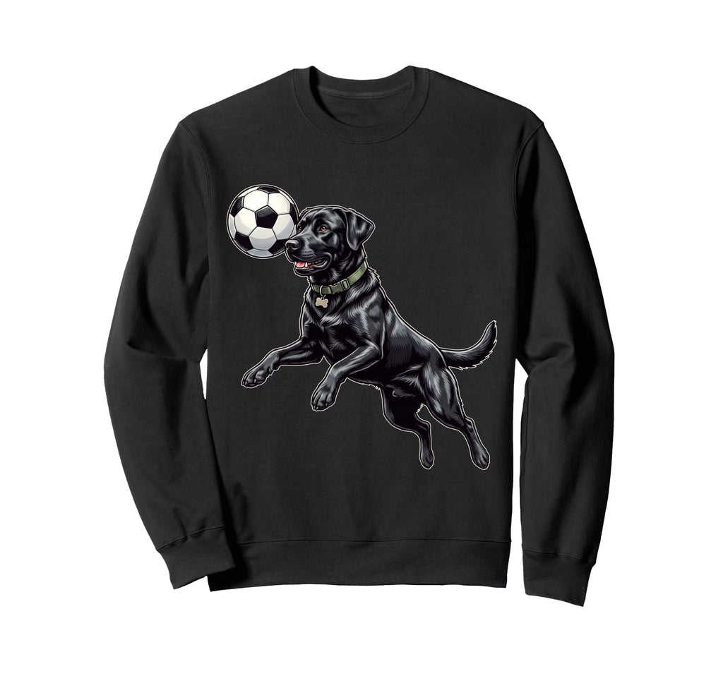 Funny Black Labrador Soccer Sweatshirt - Minimalist Print for Adults