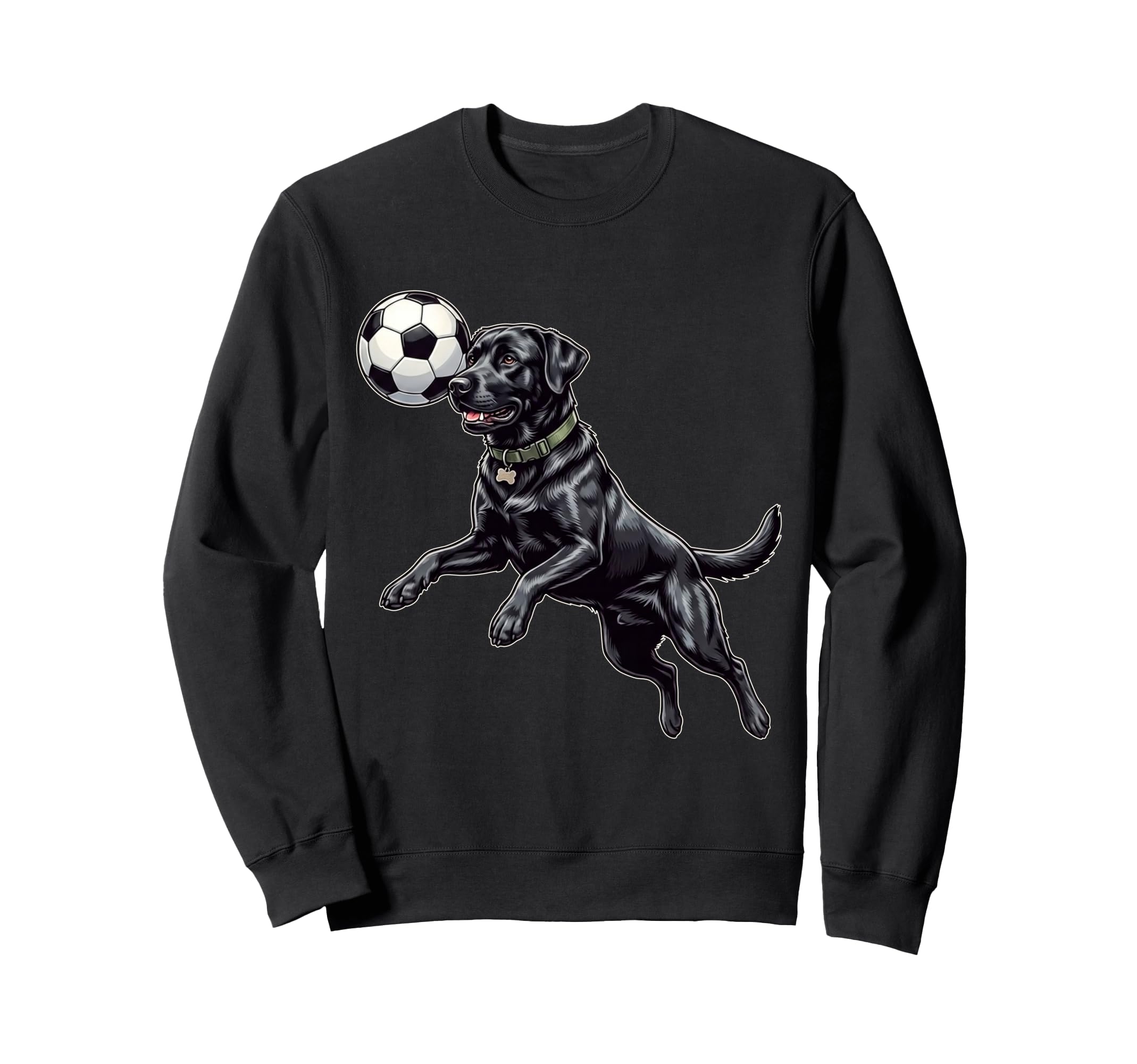 Funny Black Labrador Soccer Sweatshirt - Minimalist Print for Adults