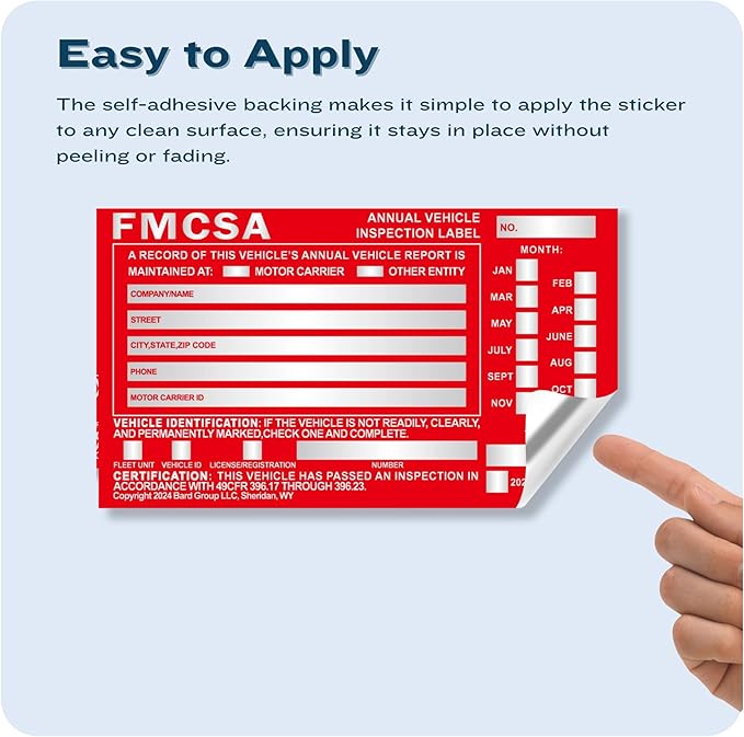 60-Pack DOT Compliant Aluminum Annual Vehicle Inspection Label – Red FMCSA Label with Punch Boxes