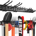 Garage Tool Organizer Wall Mount 48 inches with 10 Adjustable Heavy-Duty Hooks, Garage Organization, Garden Tool Storage Rack for Garage, Yard, and Shed, Holds Up to 400 lbs