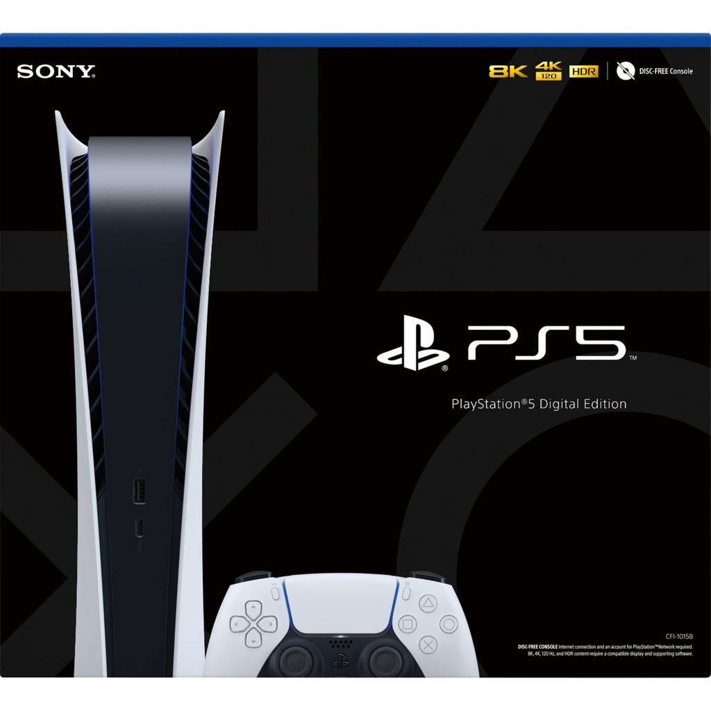 PS5 - Sony PlayStation 5 Digital Edition Gaming Console + Wireless Controller - 16GB GDDR6 RAM, 825GB SSD, 120Hz 8K Output, White (Used - Like New)