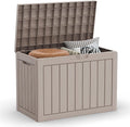 45 Gallon Waterproof Large Resin Deck Box Indoor/Outdoor Lockable Storage Container and Seating for Garden, Pool, and Patio (45 Gallon, Grey)