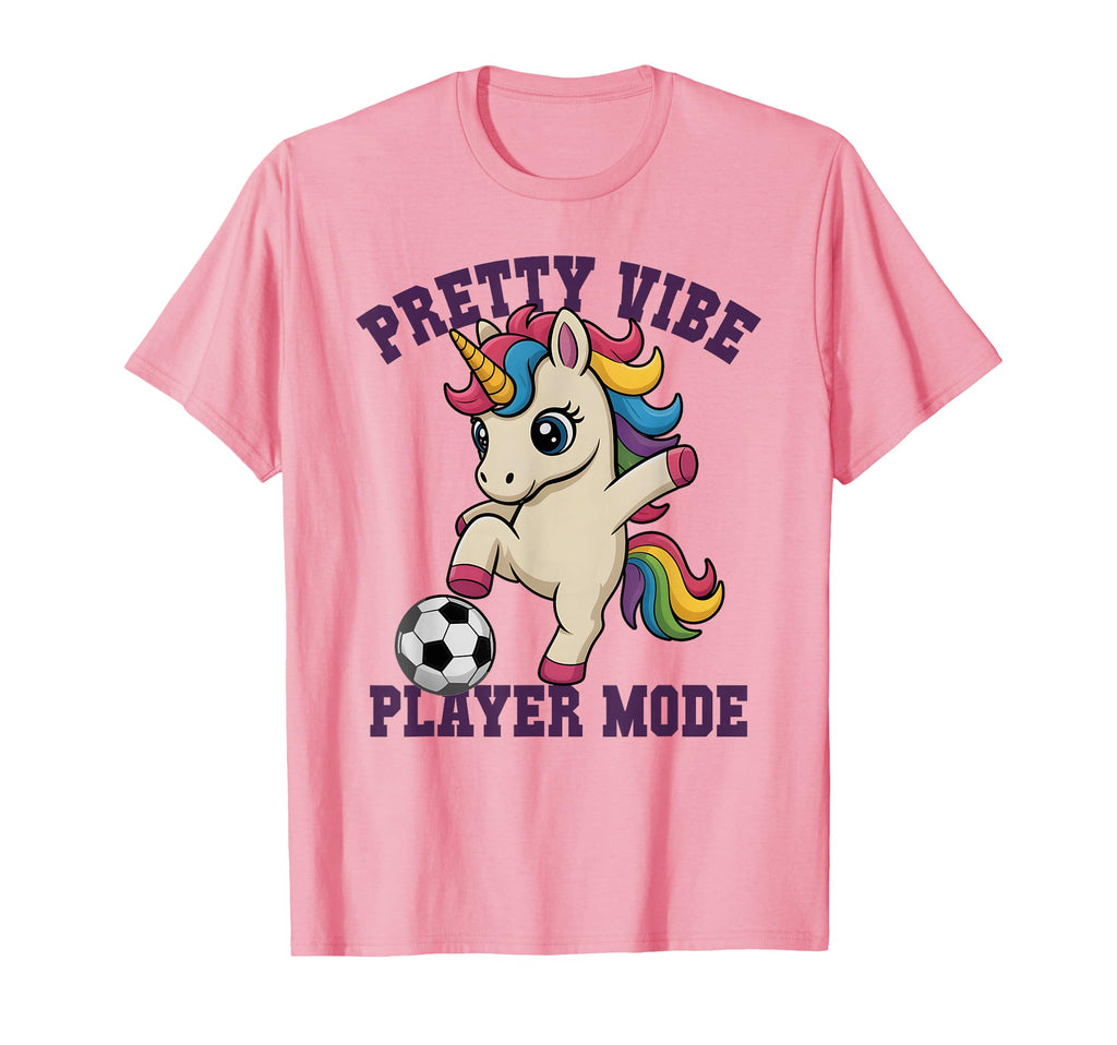 Soccer Pretty Vibe Unicorn Player T-Shirt - Novelty Apparel for Adults