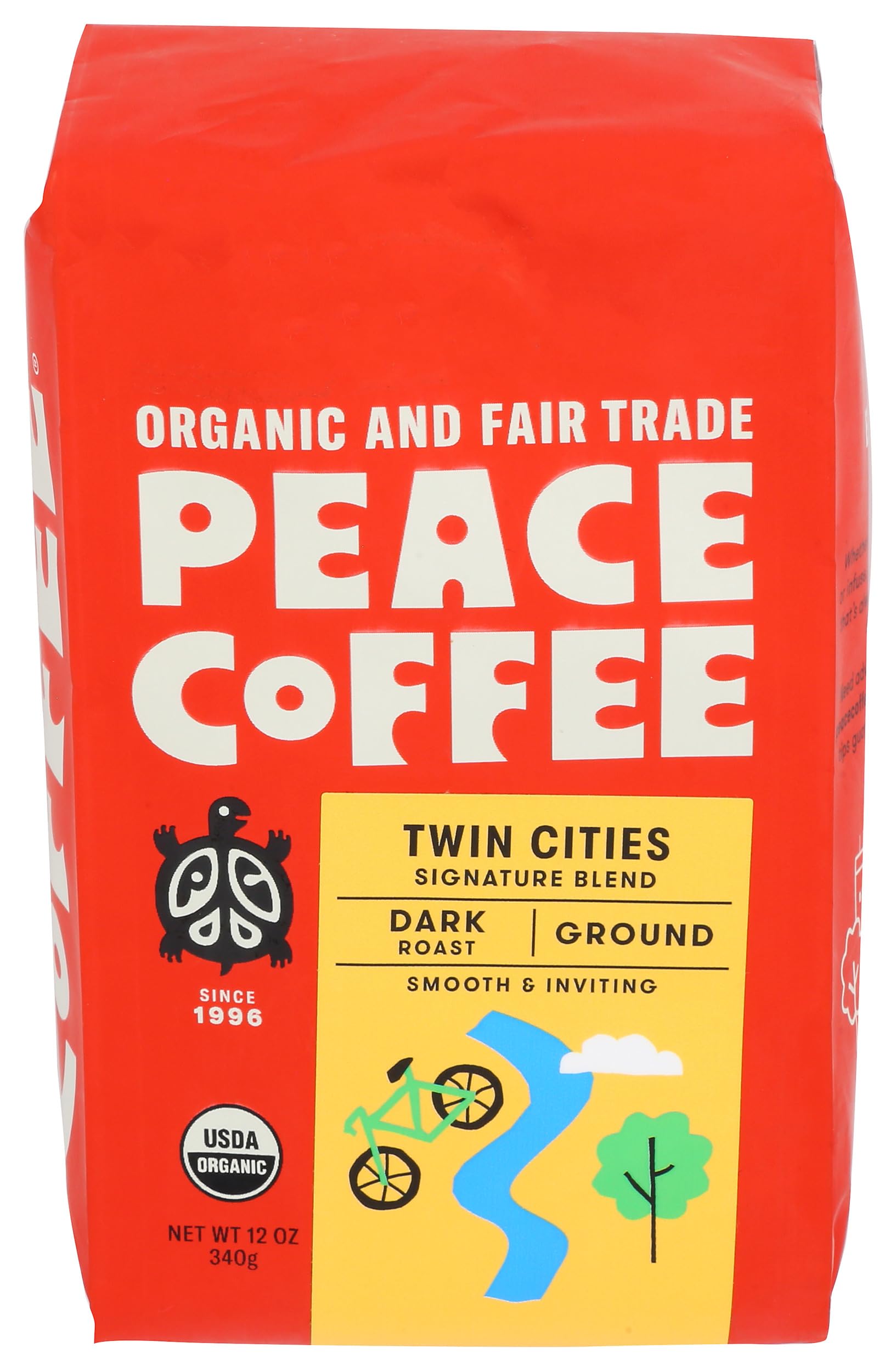 Peace Coffee - 100% Organic Twin Cities Ground, 12 oz (Pack of 6) - Best Tasting Coffee