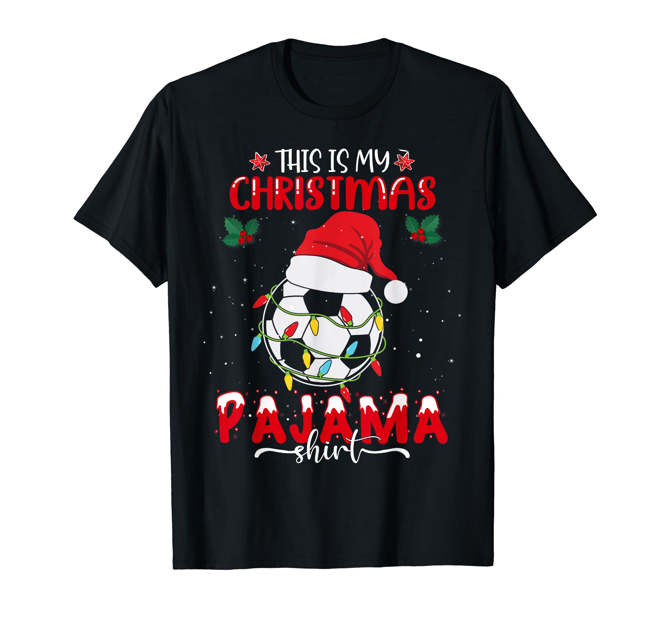 Merry Soccer Sport Funny Santa Hat T-Shirt - Custom Art Print for Adults
