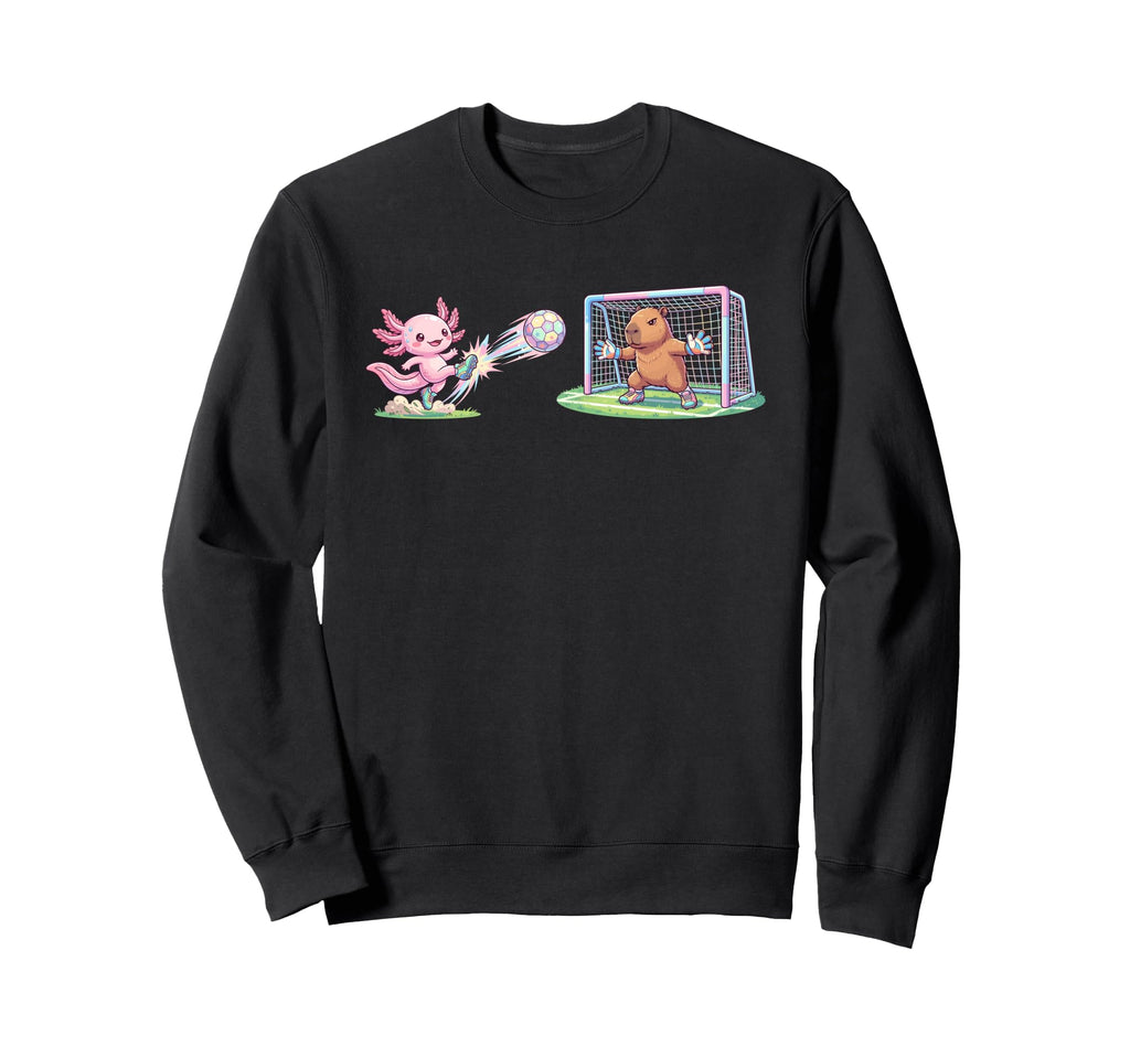 Axolotl Kicks Ball Capybara Goalie Sweatshirt - Minimalist Print Men Women
