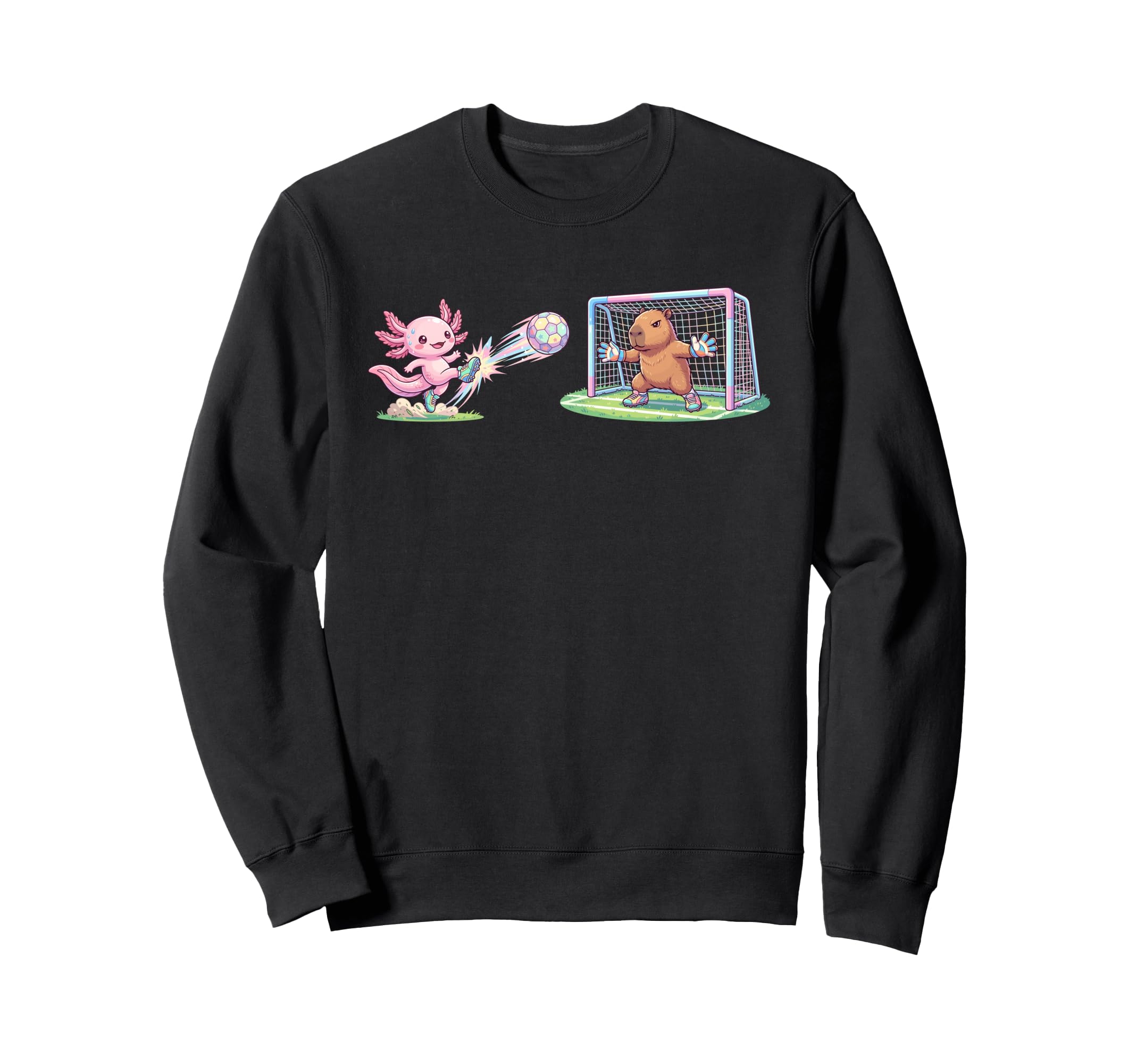 Axolotl Kicks Ball Capybara Goalie Sweatshirt - Minimalist Print Men Women