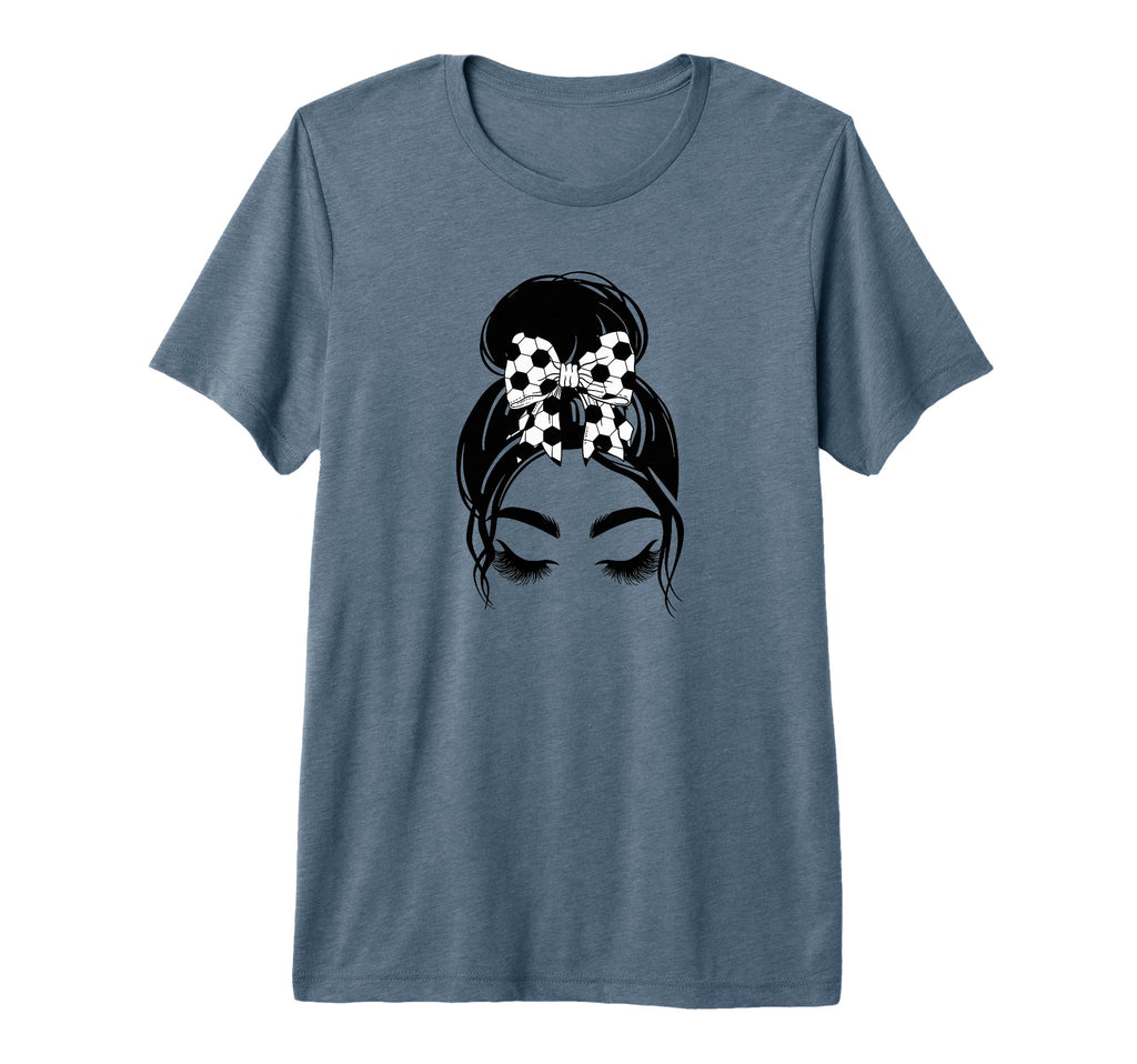Messy Bun Sports Fan Team Soccer T-Shirt - Casual Everyday Wear for Adults