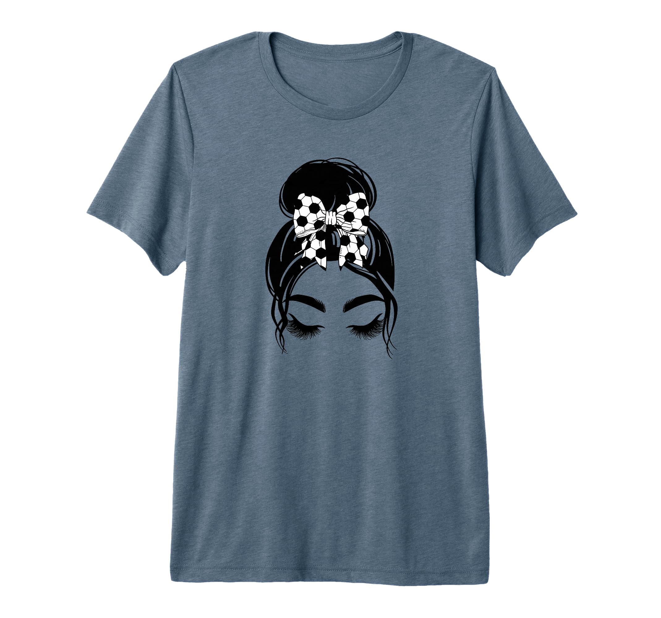 Messy Bun Sports Fan Team Soccer T-Shirt - Casual Everyday Wear for Adults
