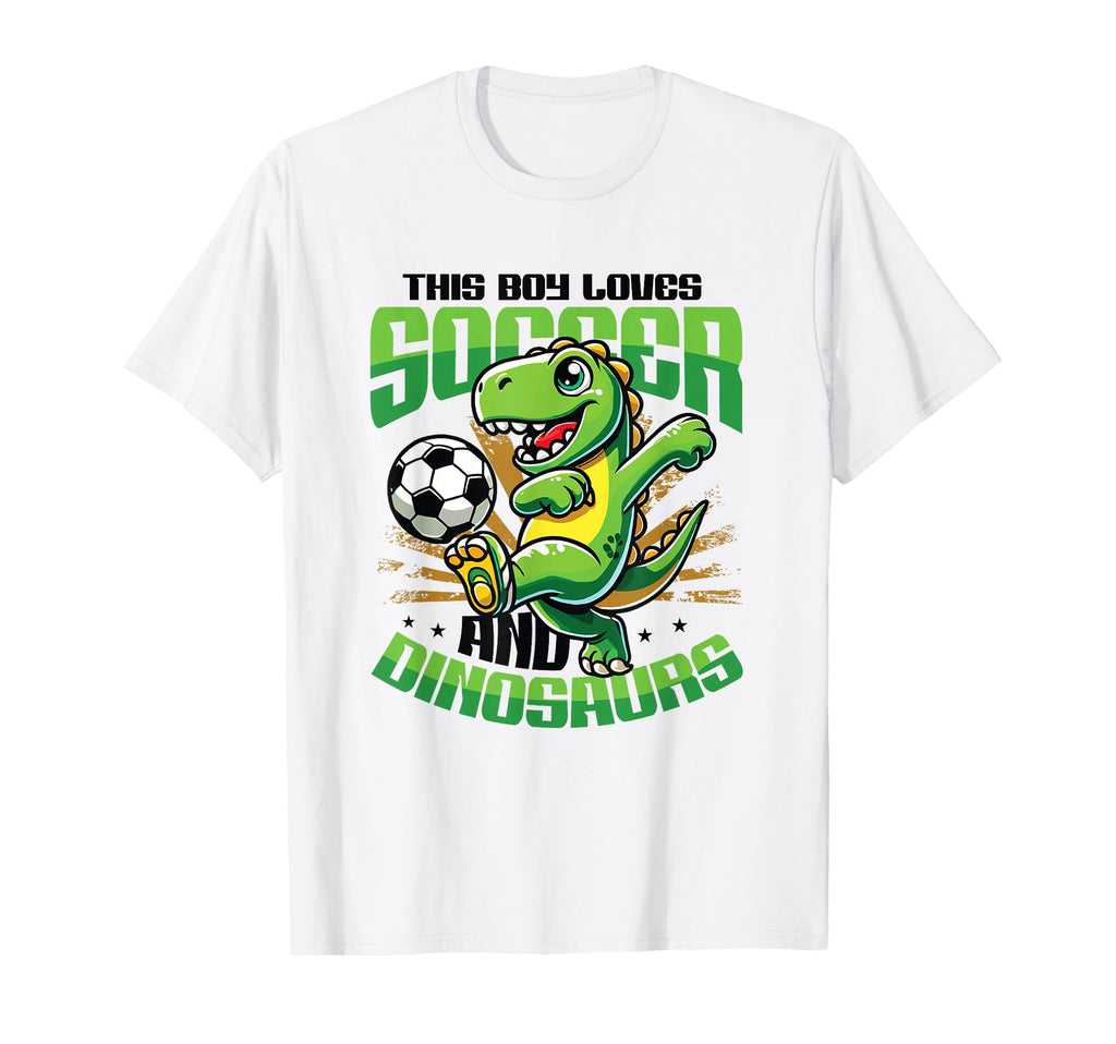 This Loves Soccer And Dinosaurs T-Shirt - Novelty Apparel for Adults