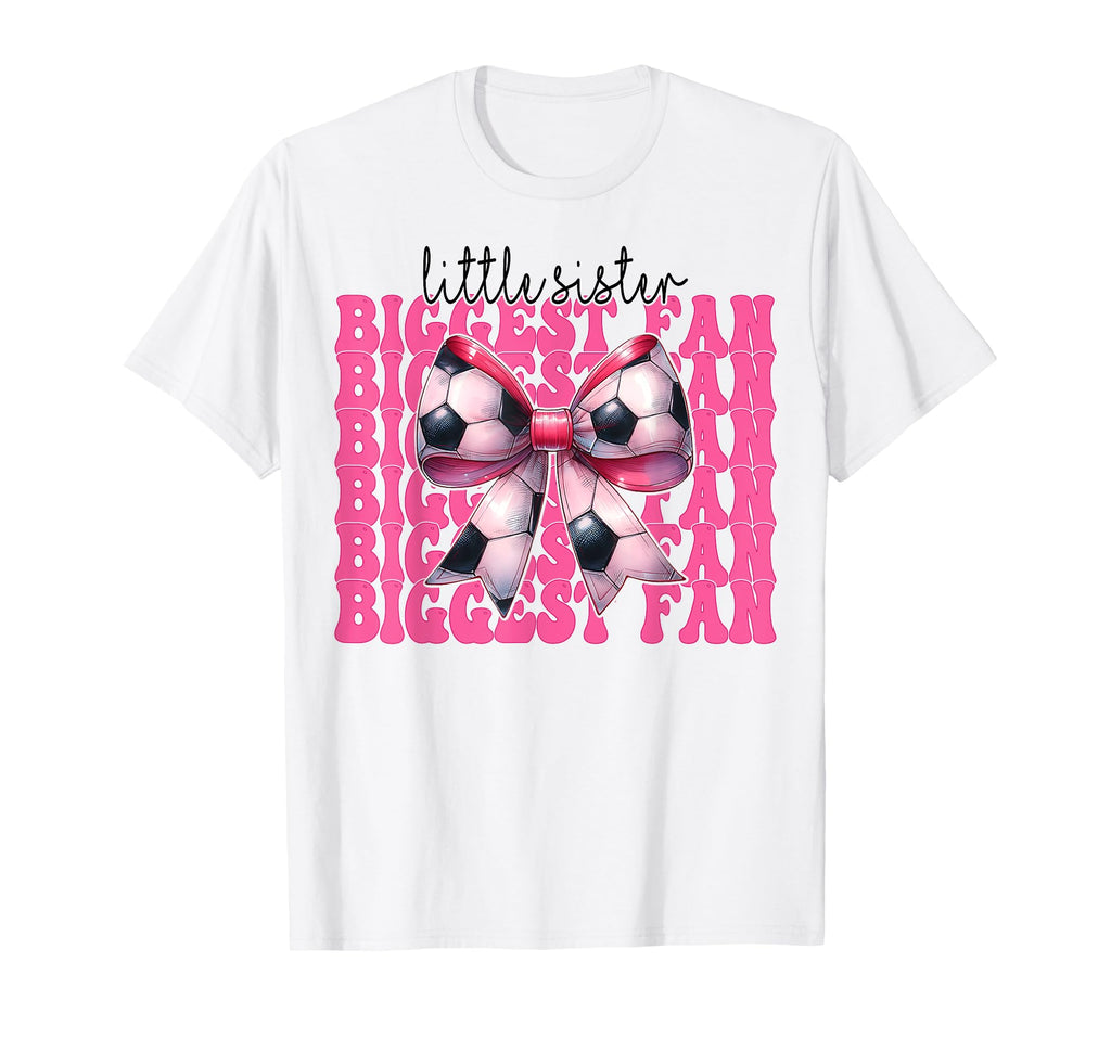 Soccer Sister Soccer Coquette Little T-Shirt - Trendy Graphic Men Women