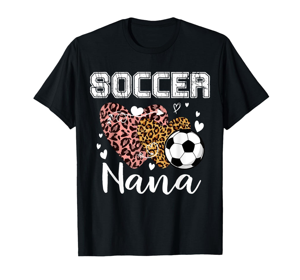 Soccer Nana Heart Leopard Grandma T-Shirt - Minimalist Print Men Women