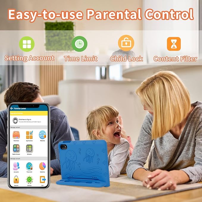 2025 Upgraded Android 14 Tablet, 10inch Kids Tablet, Octa-core CPU, 10GB+64GB+1TB Expand Tablets for Kids with Kids Space, Parental Control, 6000mAh Big Battery, HD Touchscreen Display Tableta