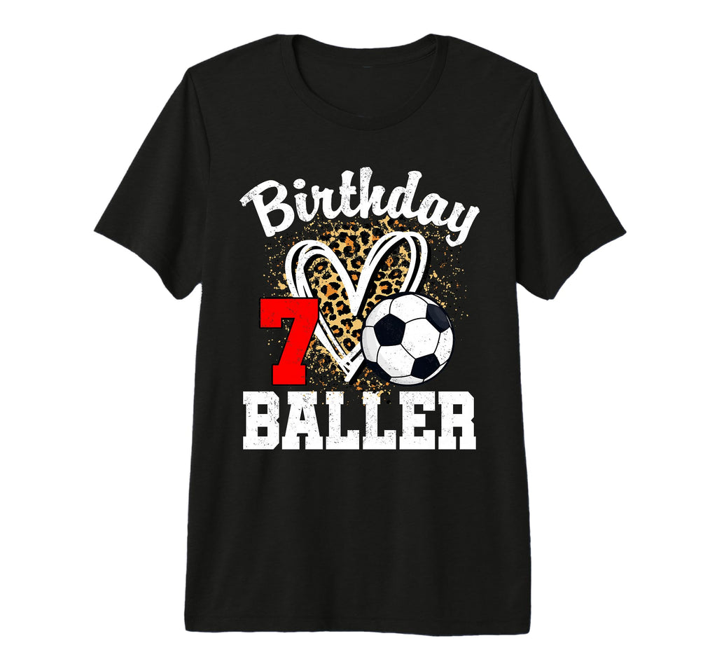7 Year Old Birthday Soccer Leopard T-Shirt - Custom Art Print for Adults