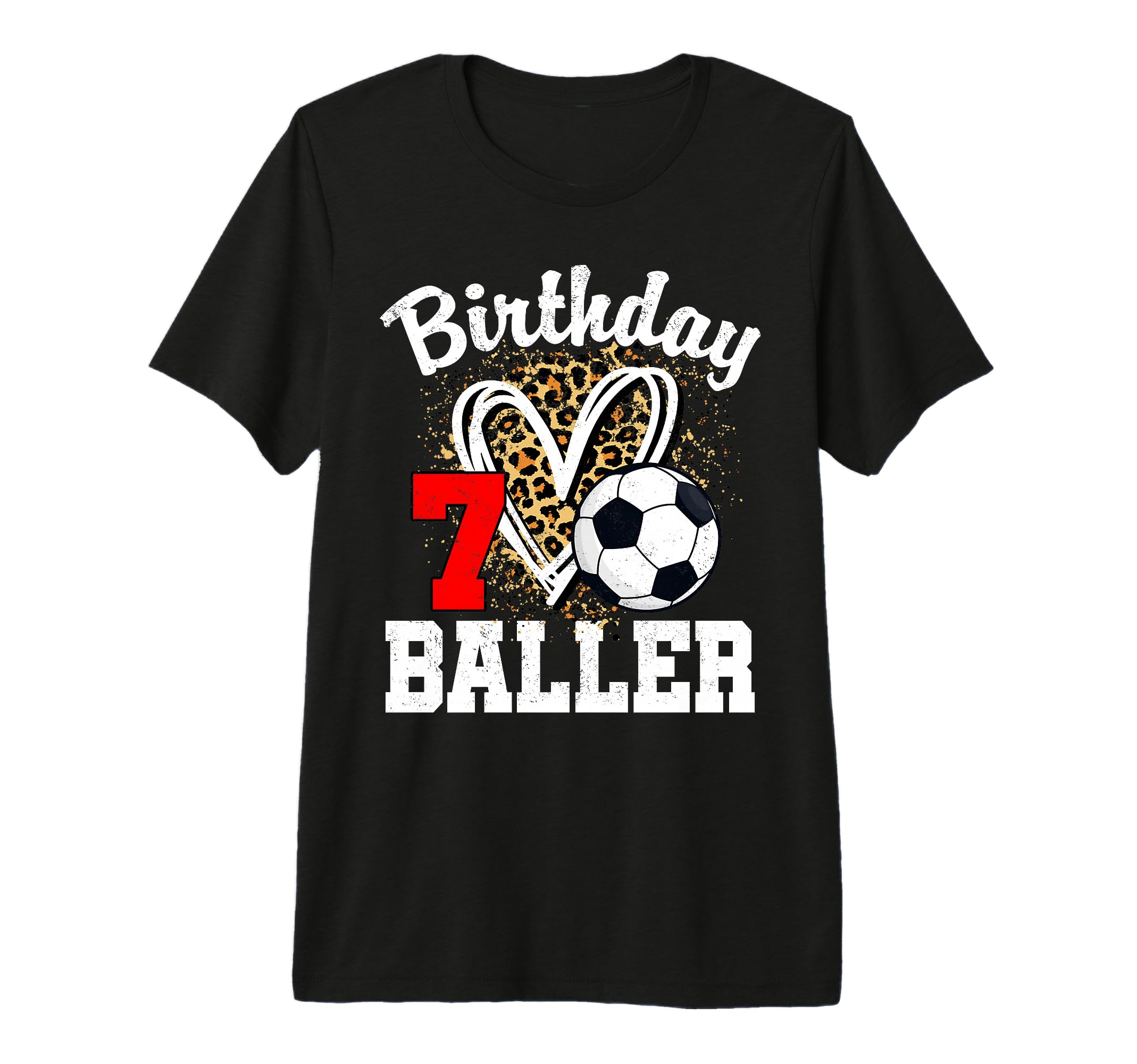 7 Year Old Birthday Soccer Leopard T-Shirt - Custom Art Print for Adults