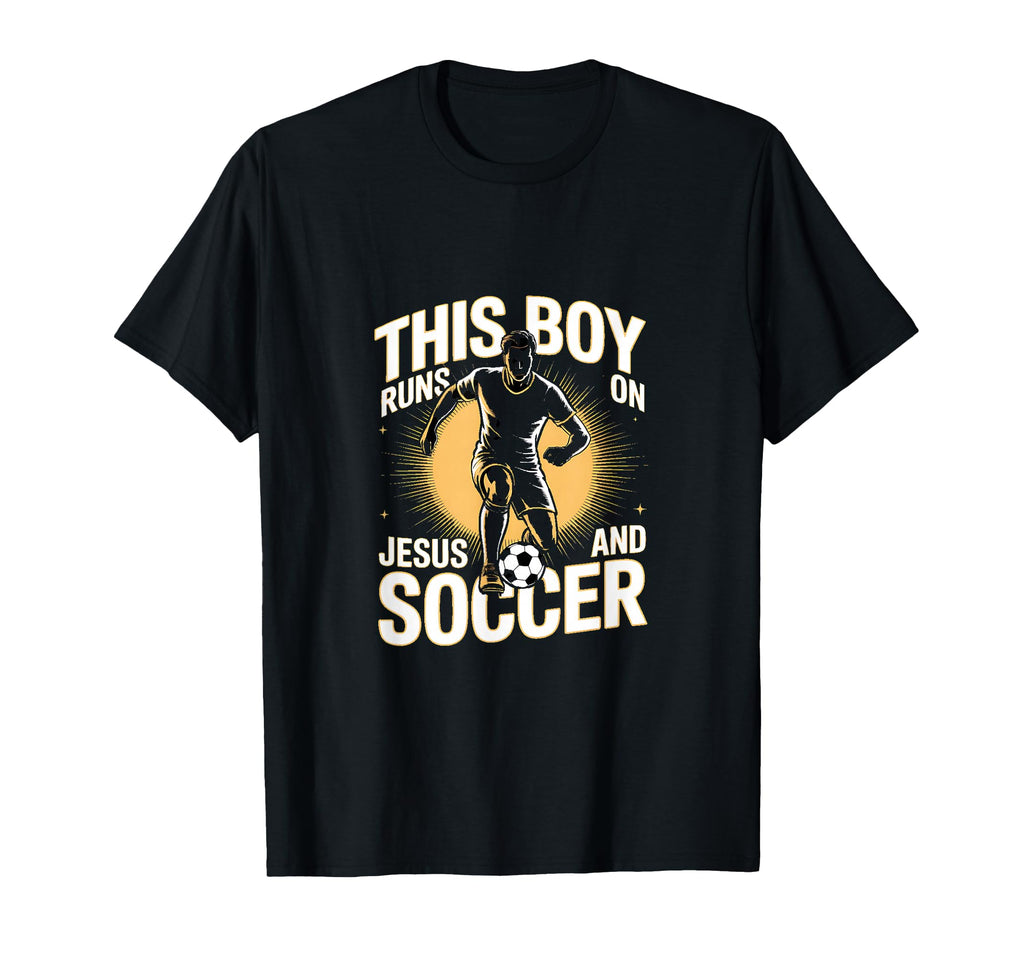 This Runs Jesus And Soccer Christian T-Shirt - Minimalist Print Men Women