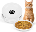 Ceramic Cat Food Bowls - 4 Pack Shallow Plates for Wet Food, Whisker-Friendly Feeding Dish with Non-Slip Silicone Base, Microwave & Dishwasher Safe for Indoor Cats & Kittens