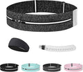 Running Belt for Women and Men, Adjustable Fanny Packs No Bounce Phone Holder for Running with Water Bottle & Headband, Waterproof Reflective Waist Packs for Runner Fits All Phones (L-Gray)
