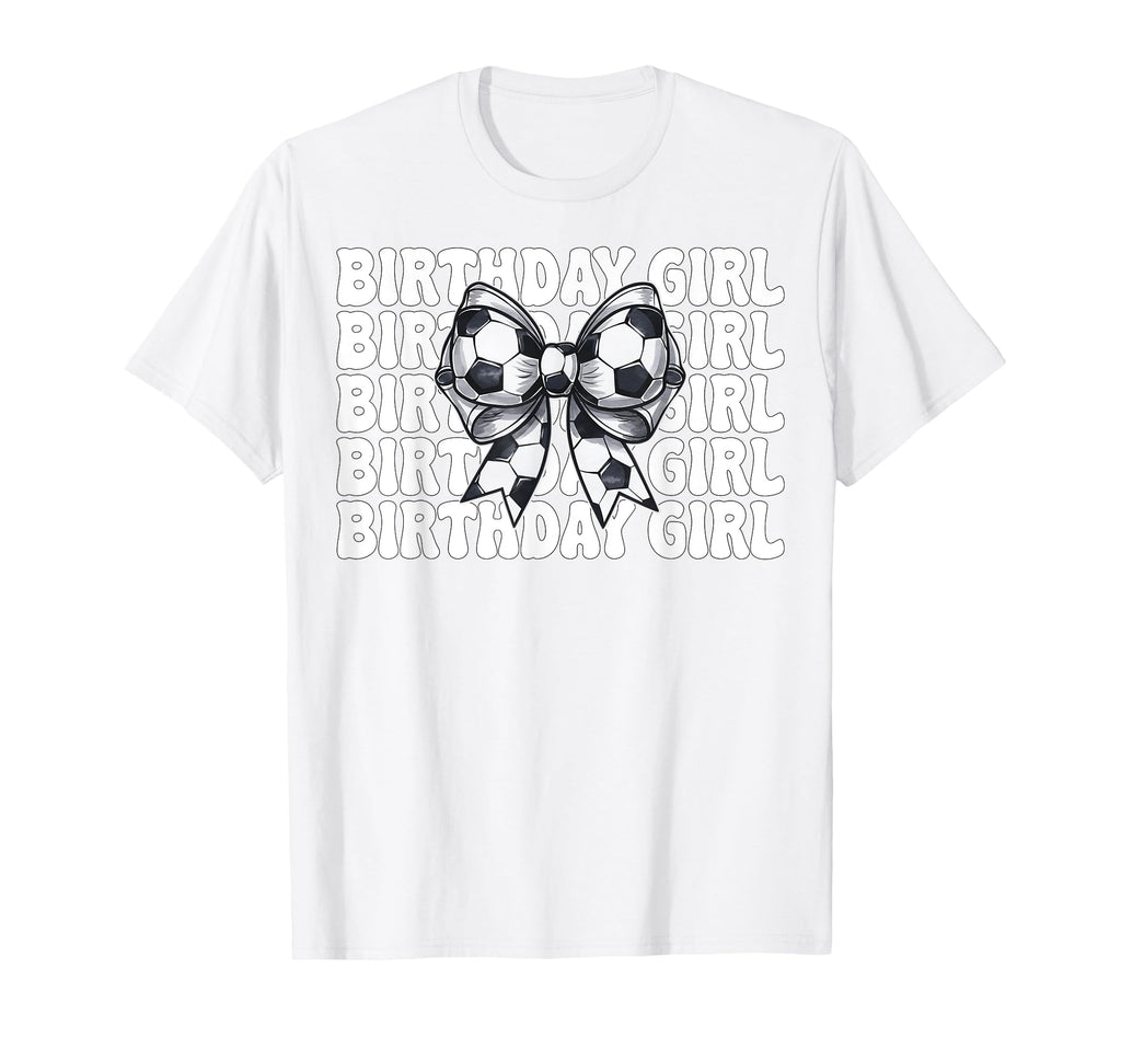 Birthday Soccer Coquette Bow T-Shirt - Minimalist Print Men Women