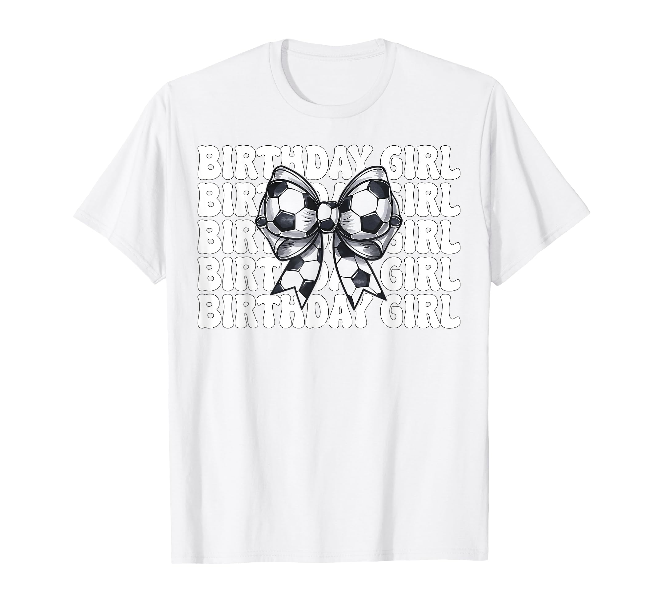 Birthday Soccer Coquette Bow T-Shirt - Minimalist Print Men Women