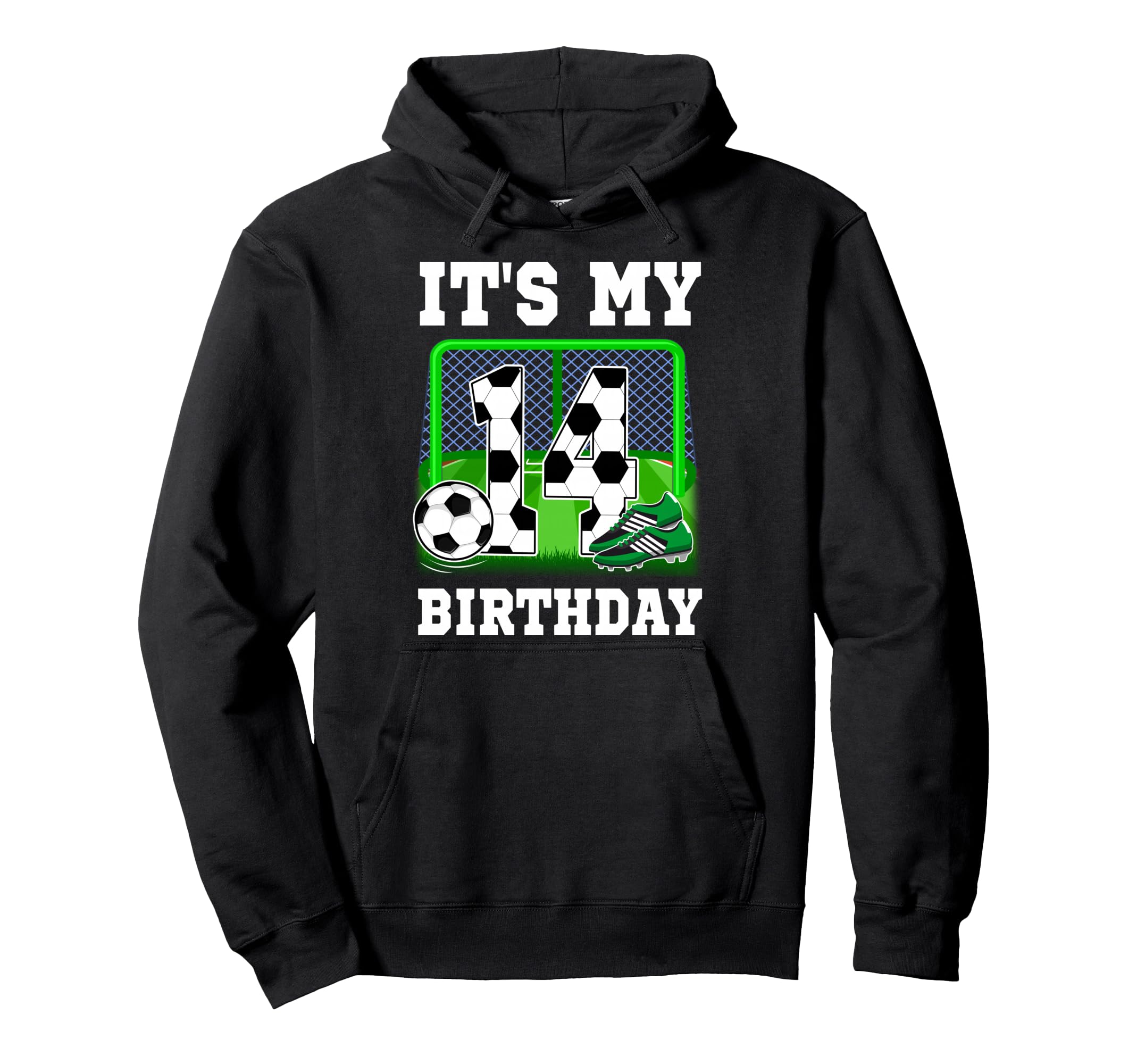 Its My 14Th Birthday Soccer Theme 14 Year Hoodie - Graphic Print Unisex