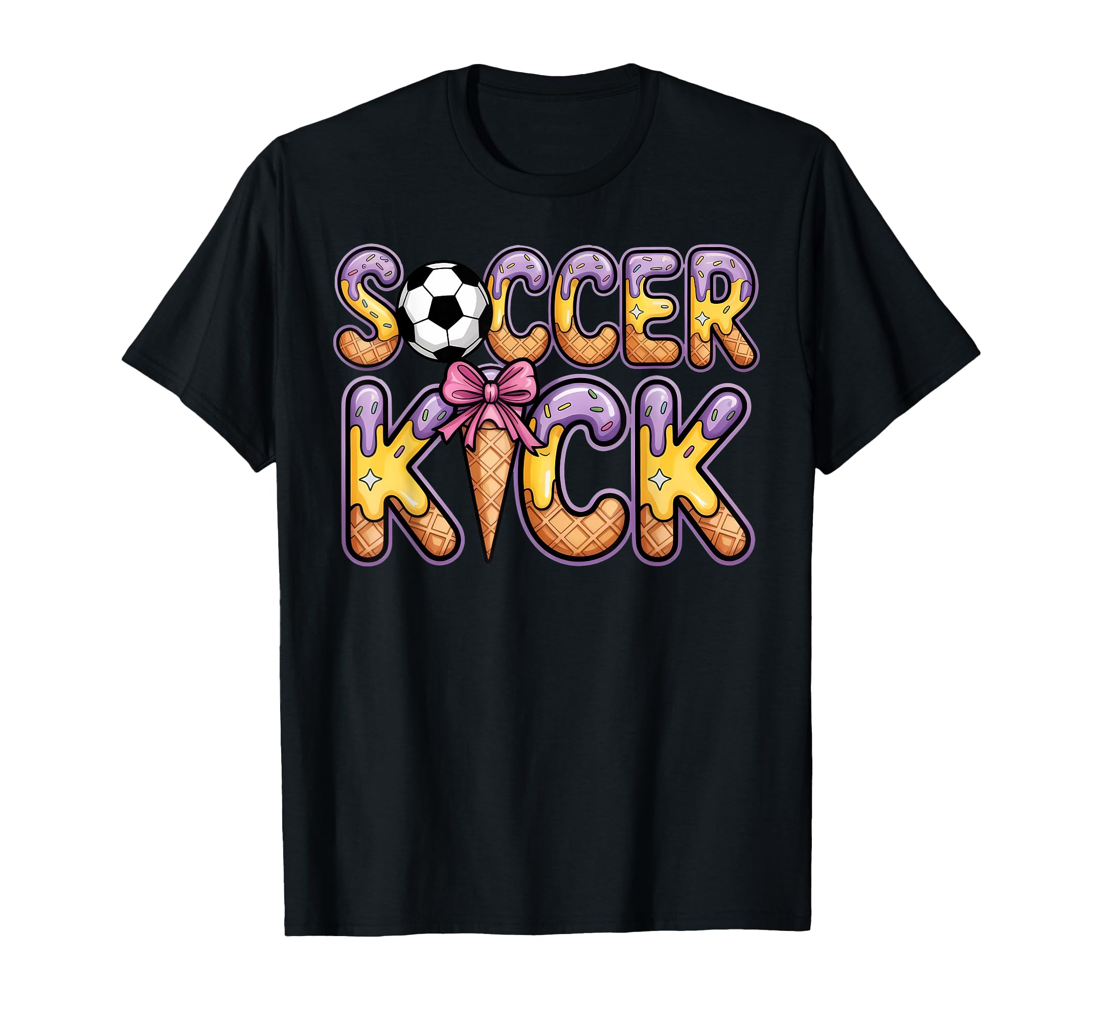 Soccer Kick Ice Cream Coquette Bow T-Shirt - Minimalist Print for Adults