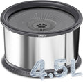 UPSKY 4.5L Dog Water Bowl,Large Capacity No Spill Dog Water Bowl,Stainless Steel Spill Proof Slow Water Feeder,No Splash Water Bowl with Anti-Slip Mat for Messy Drinkers Grey